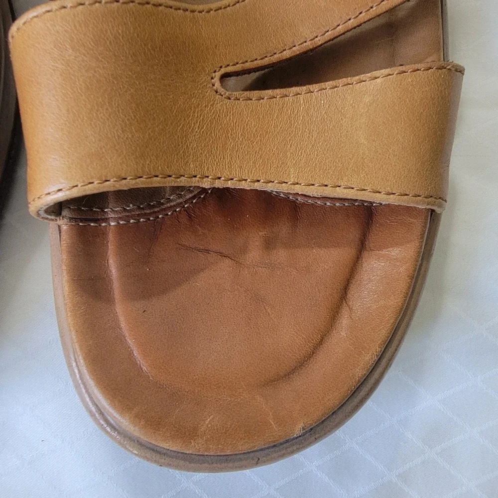 Dansko Womens Tan Leather Strappy Wedge Slide Sandals EU 39 US 8.5-9 Portugal